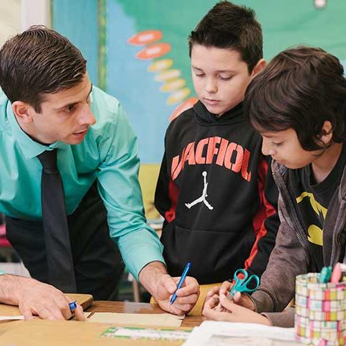 teacher with children